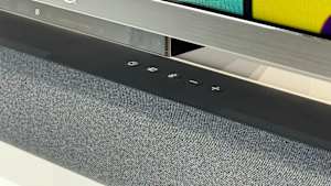 An up-close view of the buttons built into the top of the Fire TV Soundbar.